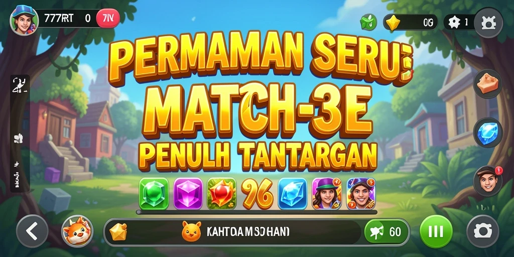Tampilkan gameplay menarik dalam 777RT, game Match-3 yang seru.