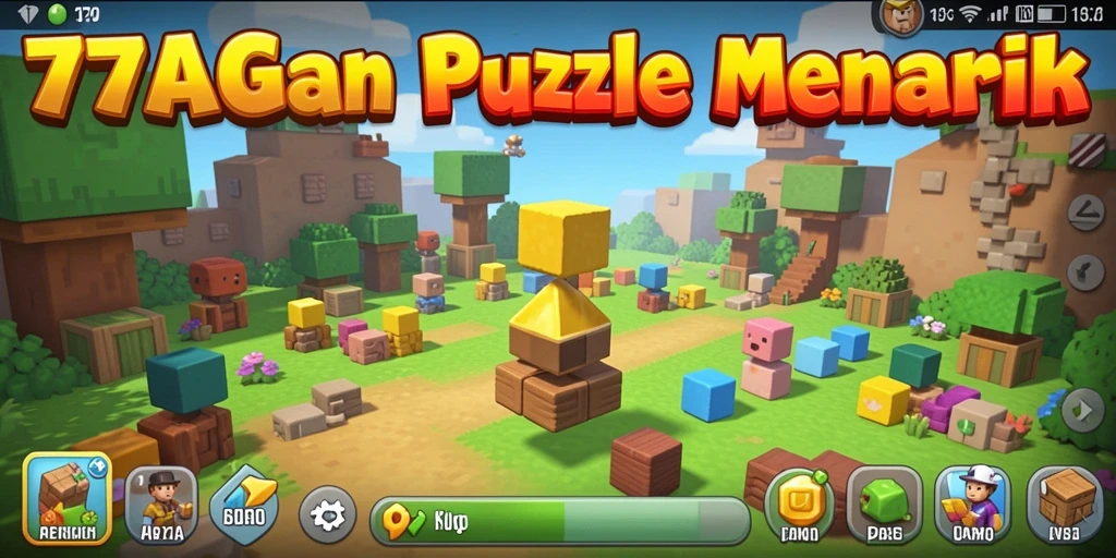 Tampilan gameplay menarik dalam 77AG menampilkan tantangan Puzzle.