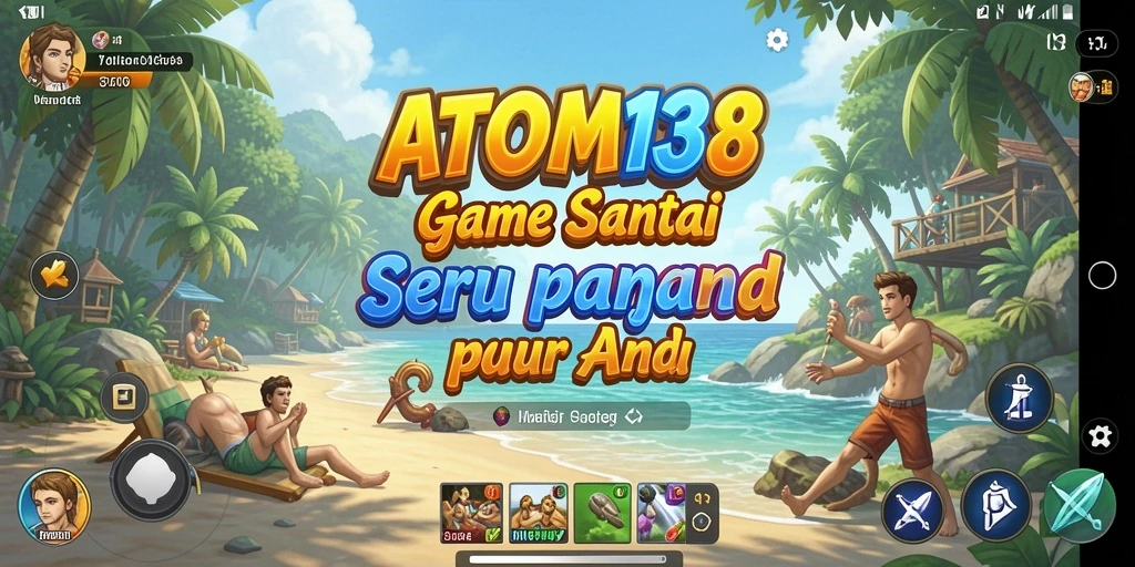 Tampilan gameplay ATOM138 yang ceria dan penuh warna.