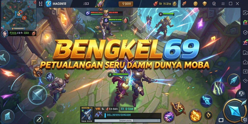Tangkapan layar gameplay BENGKEL69 yang menunjukkan aksi seru di dalam pertandingan MOBA.