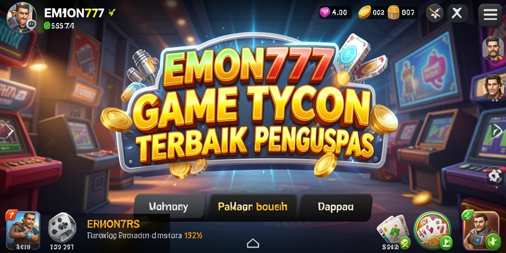Screenshot gameplay EMON777 menunjukkan pengembangan bisnis di dunia Tycoon.