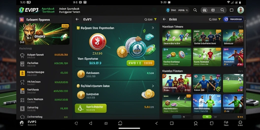 Tampilan gameplay EVIP3 yang menarik dengan opsi taruhan olahraga.