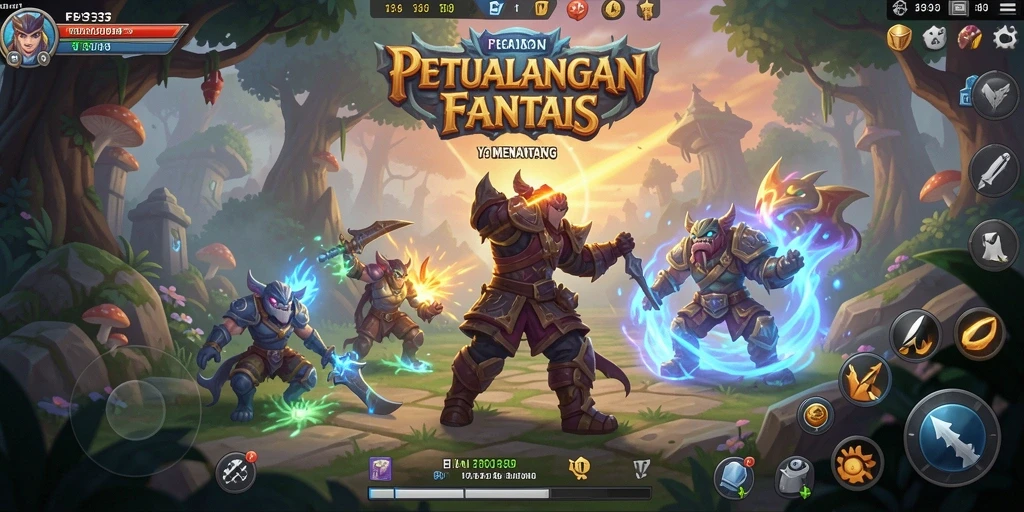 Menampilkan adegan pertarungan seru dalam game RPG FB333.