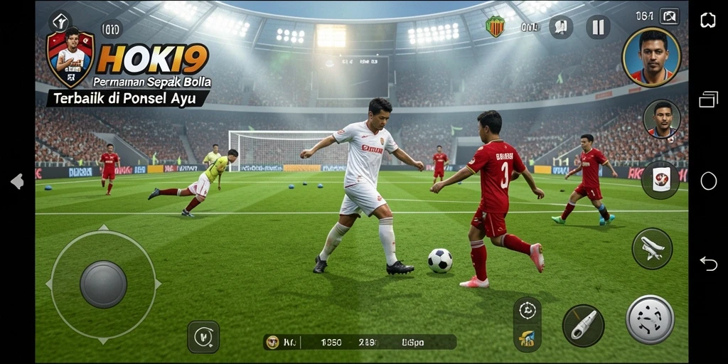 Tampilan aksi seru dalam game sepak bola HOKI9.