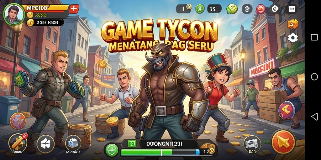 Tampilan gameplay menarik dari MPO08 yang menampilkan manajemen bisnis.