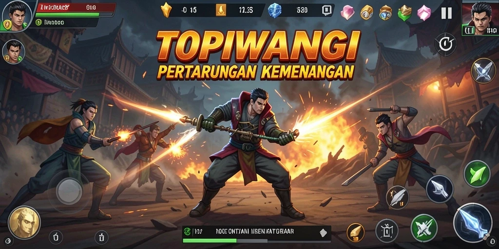 Gameplay seru di arena pertarungan TOPIWANGI.